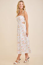 Load image into Gallery viewer, Scallop Edge Tie Shoulder Floral Midi Dress