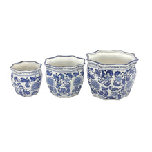 Load image into Gallery viewer, `Ceramic Chinoiserie Planter Pot Set Large