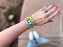 Load image into Gallery viewer, Enamel Stretch Bracelet - Large Oval Rainbow Stones - Olivia