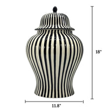 Load image into Gallery viewer, Black & White Candy Cane Striped Ceramic Vase 18"