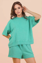 Load image into Gallery viewer, Mineral Washed Knit Casual Top & Shorts: CORAL