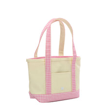 Load image into Gallery viewer, MINI TOTE - COATED CANVAS With GINGHAM PINK TRIM