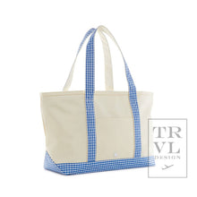 Load image into Gallery viewer, Medium Tote - Coated Canvas Gingham Royal Trim