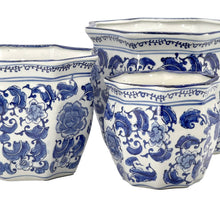 Load image into Gallery viewer, `Ceramic Chinoiserie Planter Pot Set Large