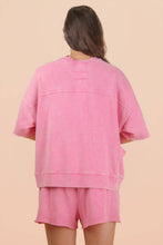 Load image into Gallery viewer, Mineral Washed Knit Casual Top & Shorts: PINK