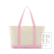 Load image into Gallery viewer, Medium Tote - Coated Canvas Gingham Pink Trim