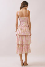 Load image into Gallery viewer, Floral Print Square Neck Tiered Ruffle Midi Dress