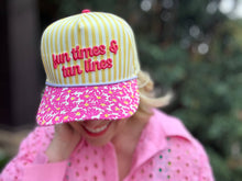 Load image into Gallery viewer, Embroidered Baseball Cap - "Fun Times & Tan Lines" - Yellow