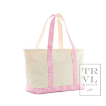 Load image into Gallery viewer, Medium Tote - Coated Canvas Gingham Pink Trim