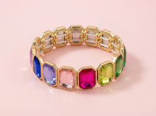 Load image into Gallery viewer, Enamel Stretch Bracelet - Octagon Rainbow Stones - Simone