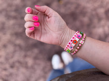 Load image into Gallery viewer, Enamel Stretch Bracelet - Flowers - Poppy - Assorted Colors: Gold w/ Gold Flowers