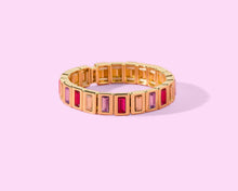 Load image into Gallery viewer, Tween Enamel Stretch Bracelet - Love - Assorted Styles: Pink + Purple Rectangle Stones - Penelope