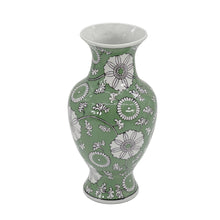 Load image into Gallery viewer, Green Chinoiserie Ceramic Vase 14"