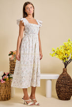 Load image into Gallery viewer, Floral Smocked Maxi Dress – Spring Summer Sundress: IVORY / M