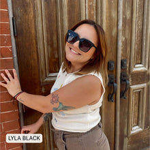 Load image into Gallery viewer, Lyla - Polarized Medium Cat Eye Sunglasses: Black