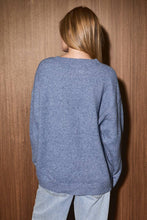 Load image into Gallery viewer, Santa Graphic Oversized Knit Crew Neck Sweater: DUSTY BLUE / S