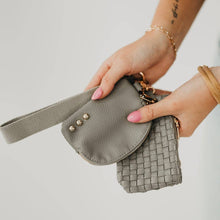Load image into Gallery viewer, Wonderlust Woven Dual Pouch Wristlet: Brown Checkered
