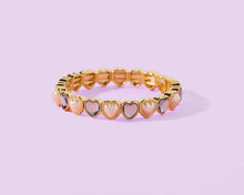 Load image into Gallery viewer, Tween Enamel Stretch Bracelet - Love - Assorted Styles: Pink + Purple Rectangle Stones - Penelope