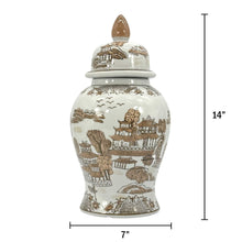 Load image into Gallery viewer, Brown & White Landscape Chinoiserie Ginger Jar 14"