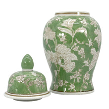 Load image into Gallery viewer, Green & White Chinoiserie Ginger Jar 14"