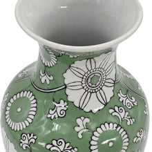 Load image into Gallery viewer, Green Chinoiserie Ceramic Vase 14"