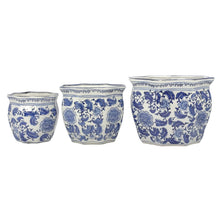 Load image into Gallery viewer, `Ceramic Chinoiserie Planter Pot Set Large