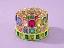 Load image into Gallery viewer, Enamel Stretch Bracelet - Octagon Rainbow Stones - Simone