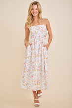 Load image into Gallery viewer, Scallop Edge Tie Shoulder Floral Midi Dress