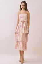 Load image into Gallery viewer, Floral Print Square Neck Tiered Ruffle Midi Dress