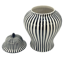 Load image into Gallery viewer, Black & White Candy Cane Striped Ceramic Vase 18"
