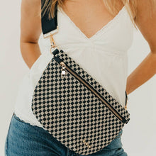 Load image into Gallery viewer, Westlyn Woven Bum Bag - TOP SELLER: Woven Checkered Light Gray Navy