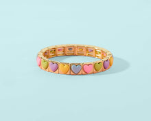 Load image into Gallery viewer, Tween Enamel Stretch Bracelet - Love - Assorted Styles: Pink + Purple Rectangle Stones - Penelope
