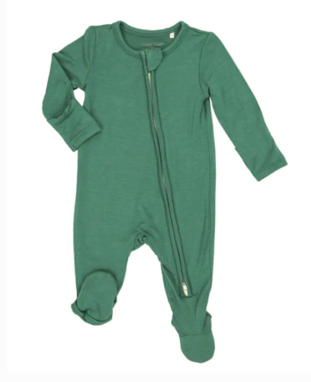 BAMBOO 2 WAY ZIPPER FOOTIE - FOLIAGE GREEN