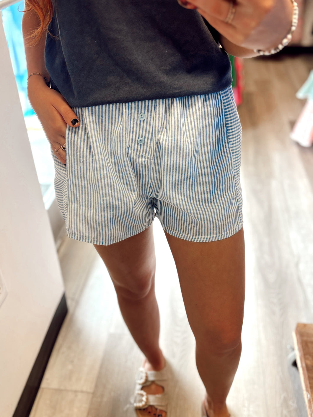 Blue Striped Boxer Shorts