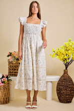 Load image into Gallery viewer, Floral Smocked Maxi Dress – Spring Summer Sundress: IVORY / M

