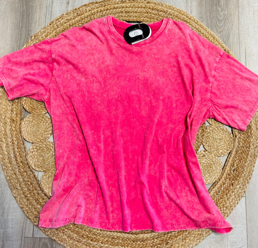 Pink Acid Wash Oversized Tee