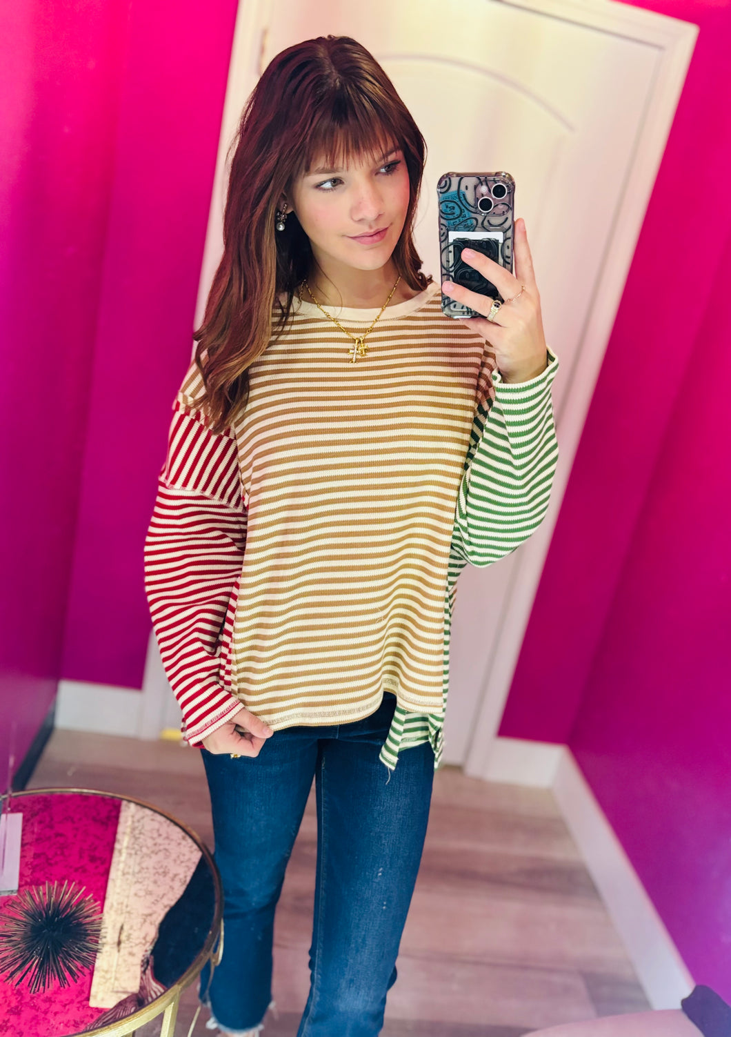 Fall Striped Color-block Top