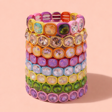 Load image into Gallery viewer, Enamel Stretch Bracelet - Rounded Gems - Elise - Asst Colors: Green
