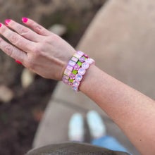 Load image into Gallery viewer, Enamel Stretch Bracelet - Flowers - Poppy - Assorted Colors: Gold w/ Gold Flowers

