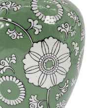 Load image into Gallery viewer, Green Chinoiserie Ceramic Vase 14"

