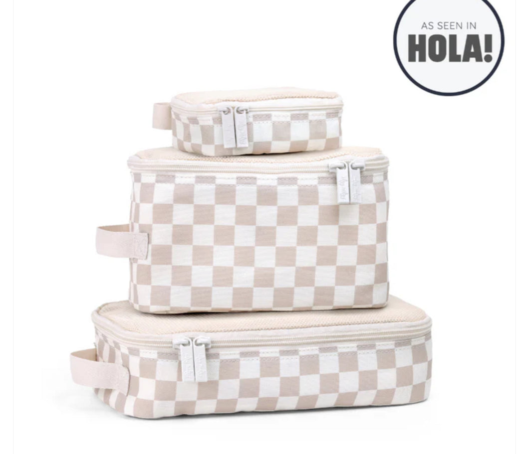 Taupe Checkerboard Pack Like A Boss™ Packing Cubes