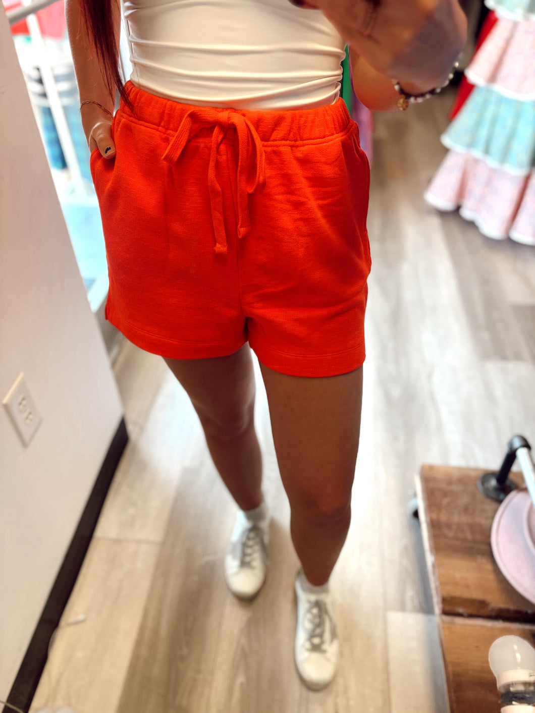 Red comfy shorts