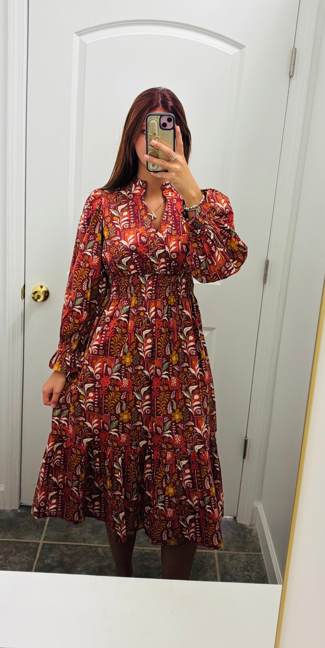 Orange long sleeve fall dress