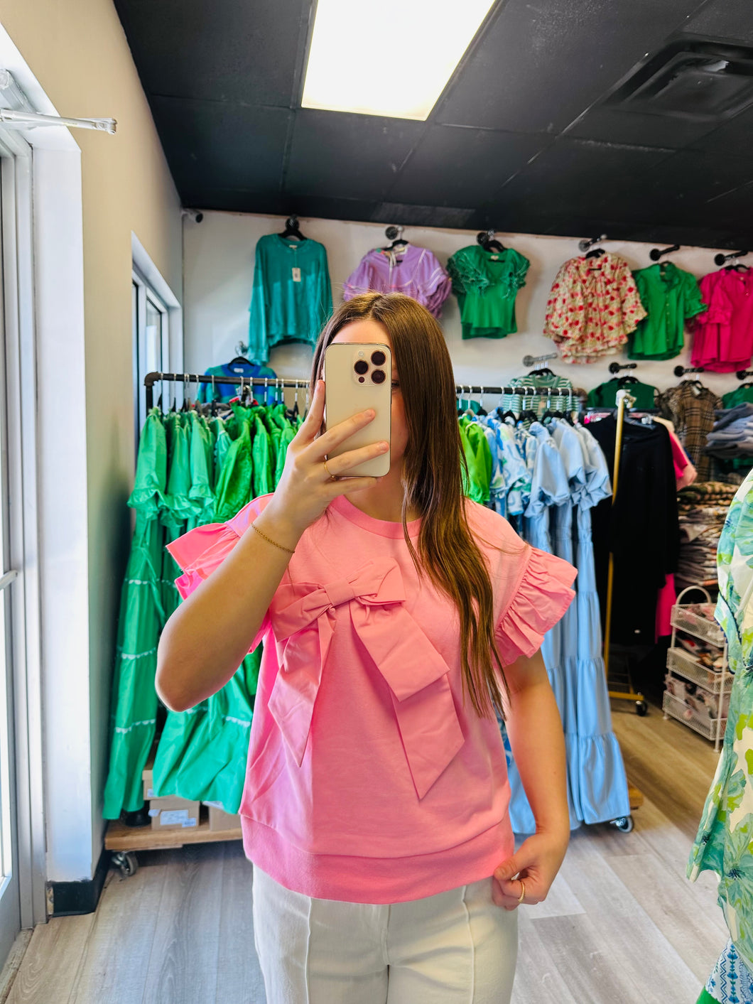 Pink bow blouse