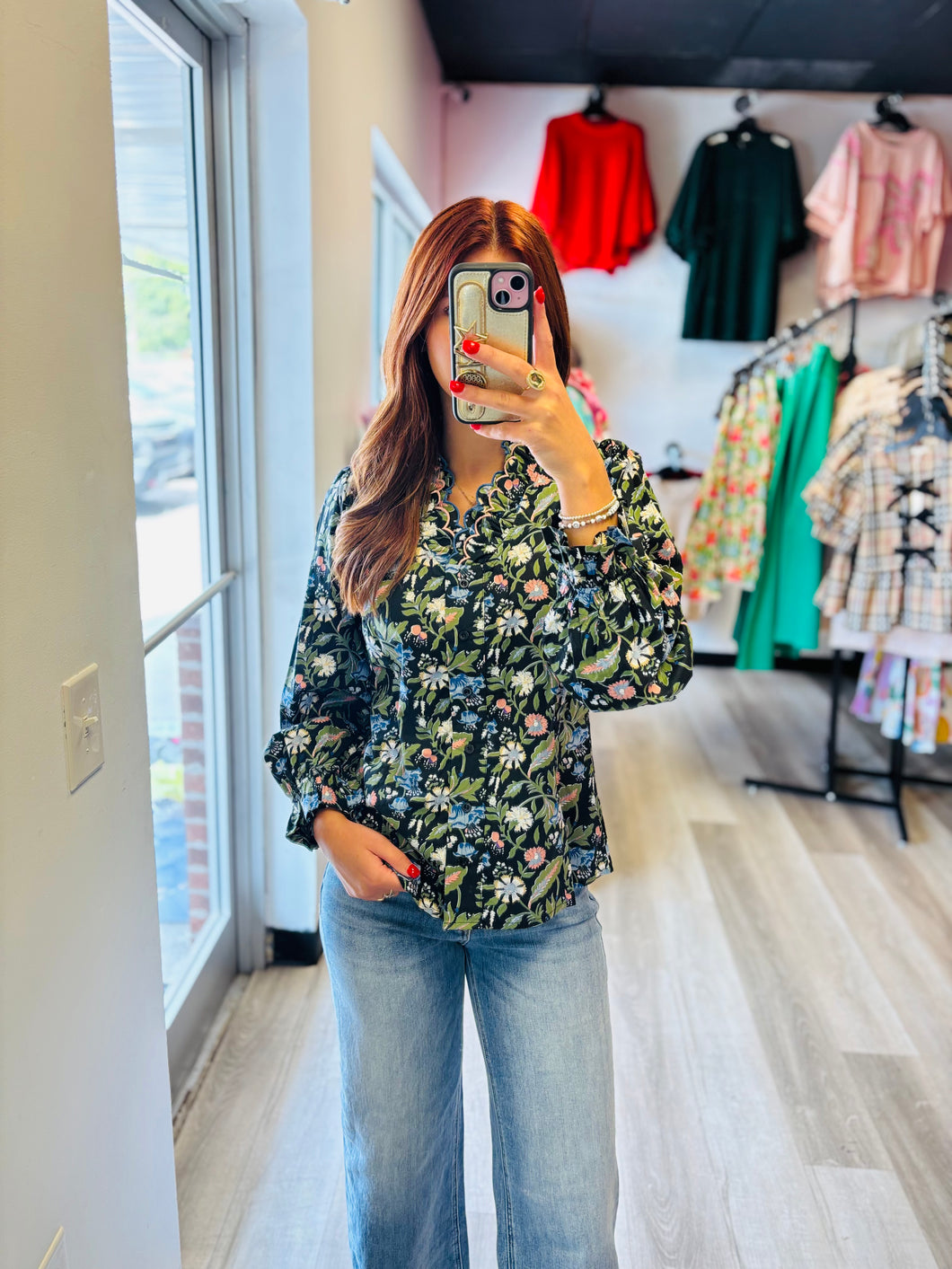 Floral  Long Sleeve Button Up