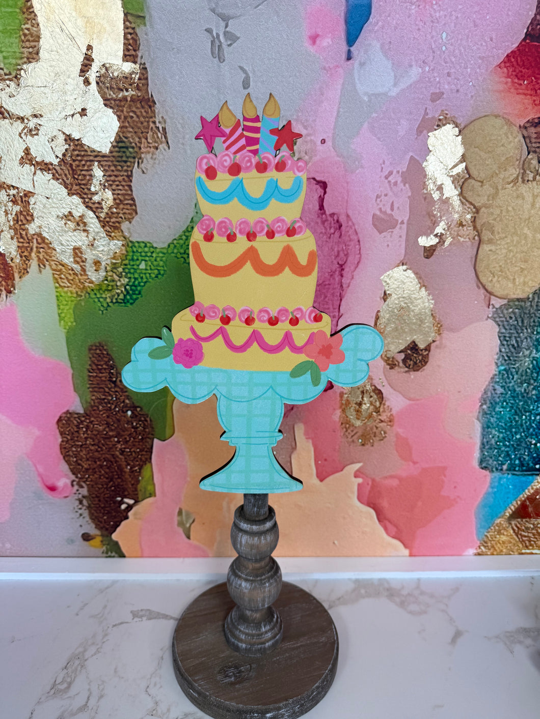 Colorful tiered cake topper