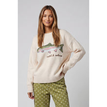 Load image into Gallery viewer, TF26-0628 - Fish sweater with "catch &amp; release" embroidery: CAMEL / S-M-L(3-2-1)
