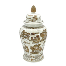 Load image into Gallery viewer, Brown &amp; White Landscape Chinoiserie Ceramic Jar 25"
