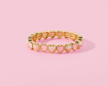 Load image into Gallery viewer, Tween Enamel Stretch Bracelet - Love - Assorted Styles: Pink + Purple Rectangle Stones - Penelope
