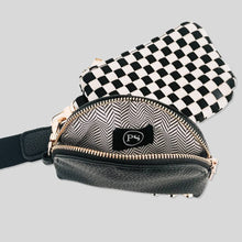 Load image into Gallery viewer, Wonderlust Woven Dual Pouch Wristlet: Brown Checkered
